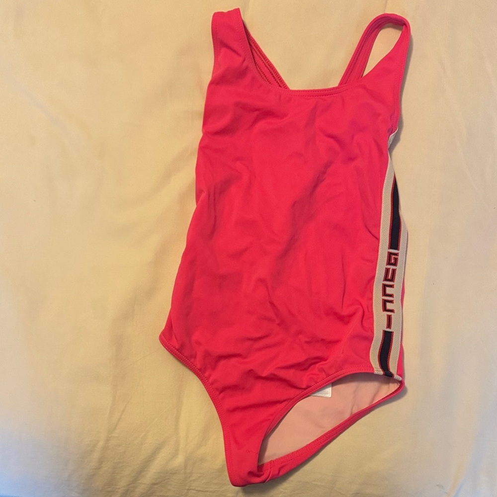 Gucci Vibrant Pink Swimsuit with Logo Straps